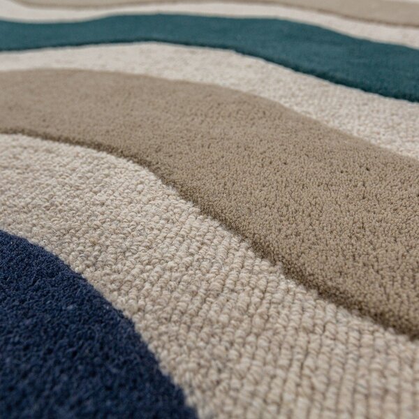 Passatoia blu in lana tessuta a mano 80x300 cm Cascade Wool – Flair Rugs