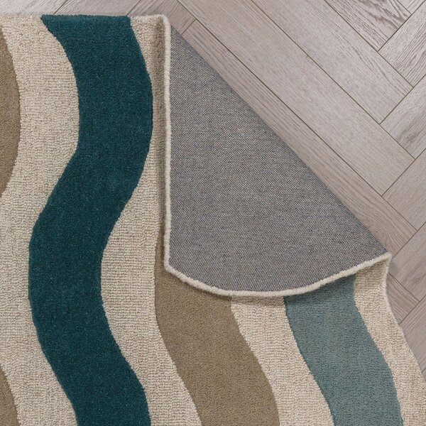 Passatoia blu in lana tessuta a mano 80x300 cm Cascade Wool – Flair Rugs