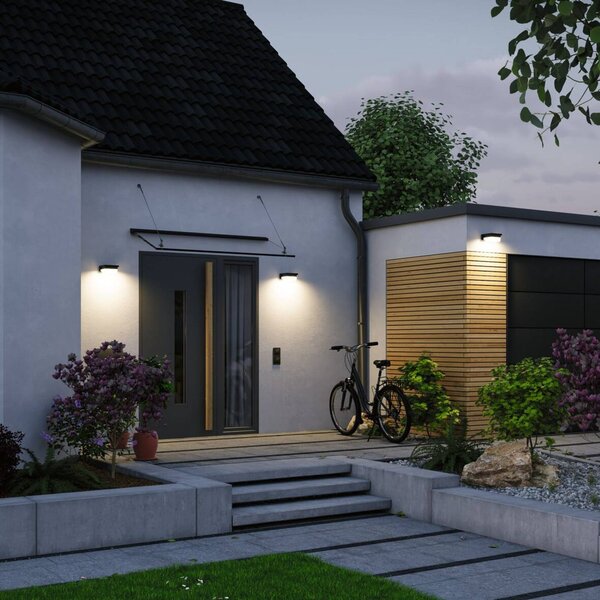 Paulmann Applique a LED Isleen, 230 V + Solar, nera, 16 cm Isleen, Nero, Plastica, Moderno, Applique da esterni