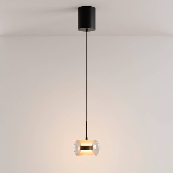 Paul Neuhaus Lampada a sospensione Fumea, dimmerabile, Nero, Soggiorno / Sala da pranzo, Vetro, Lampada a sospensione