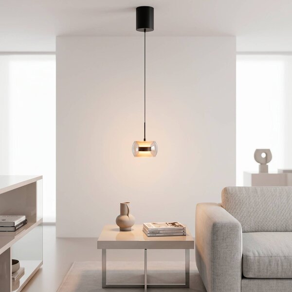 Paul Neuhaus Lampada a sospensione Fumea, dimmerabile, Nero, Soggiorno / Sala da pranzo, Vetro, Lampada a sospensione