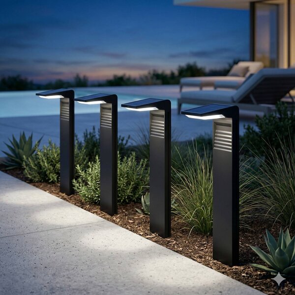 Lumisky Lampada da terra a LED e energia solare Ostry, nera, con picchetto, set 2, Ostry, Nero, Plastica, Moderno