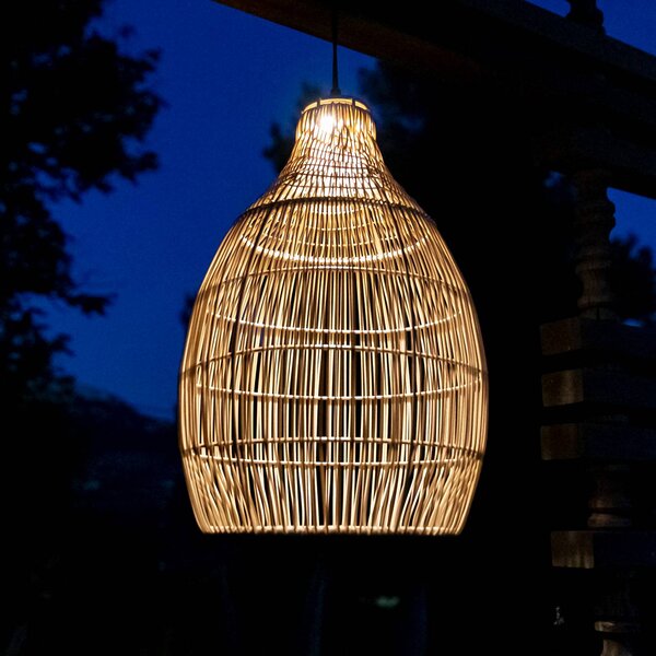 Lumisky Lampada LED a sospensione solare HOLIDAY Ø 29 cm, beige/nera, in plastica, Crema / Ambra, Plastica