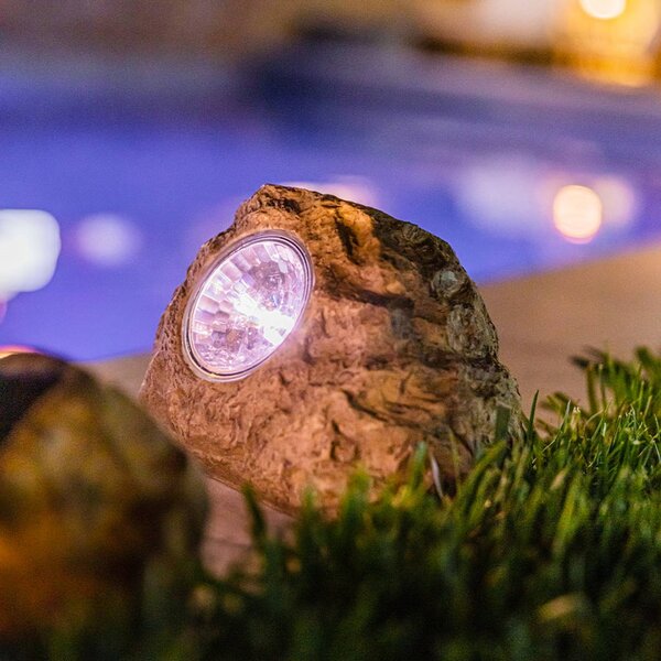 Lumisky Lampada decorativa a LED e solare Rocky Brown, marrone, set da 3, plastica Brown, Marrone / Ruggine, Plastica