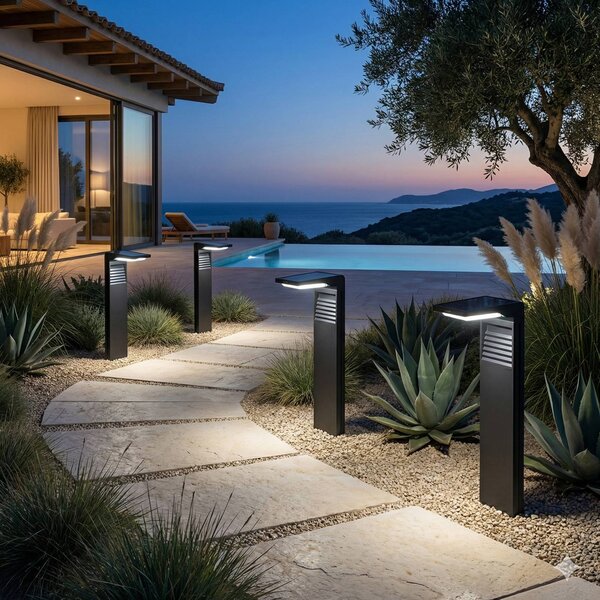 Lumisky Lampada da terra a LED e energia solare Ostry, nera, con picchetto, set 2, Ostry, Nero, Plastica, Moderno