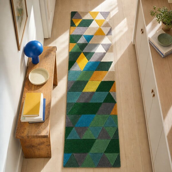 Tappeto in lana giallo/verde 60x230 cm Prism - Flair Rugs