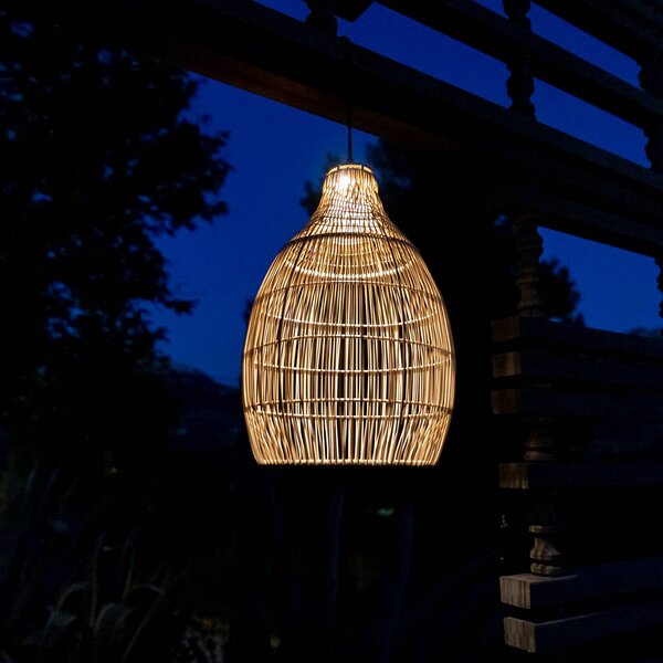 Lumisky Lampada LED a sospensione solare HOLIDAY Ø 29 cm, beige/nera, in plastica, Crema / Ambra, Plastica