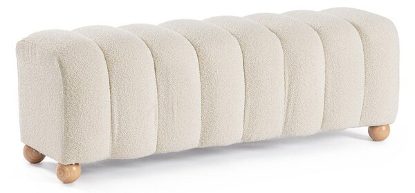 Panchina bianca in imbottito con rivestimento in bouclé Zora – Bizzotto