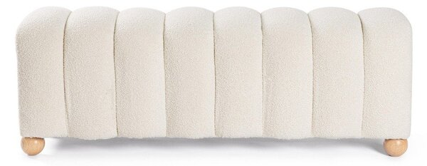 Panchina bianca in imbottito con rivestimento in bouclé Zora – Bizzotto