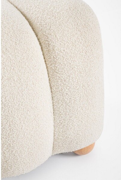 Panchina bianca in imbottito con rivestimento in bouclé Zora – Bizzotto