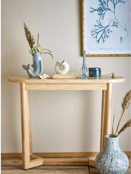 Tavolo consolle di colore naturale in legno di cauciù massiccio 35x100 cm Serrone – Bloomingville