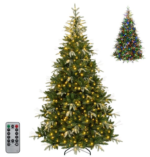 Costway Albero di natale artificiale decorazione per casa e ufficio con telecomando, Albero di natale realistico con luci led 9 modalità regolabili 150 x 150 x 228 cm