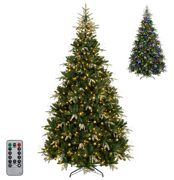 Costway Albero di natale artificiale decorazione per casa e ufficio con telecomando, Albero di natale realistico con luci led 9 modalità regolabili 162 x 162 x 274 cm