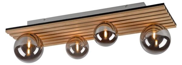 JUST LIGHT GERDA STIKA, plafoniera a soffitto, attacco G9, massimo 5W, 4 luci, legno naturale, modello 15209-79