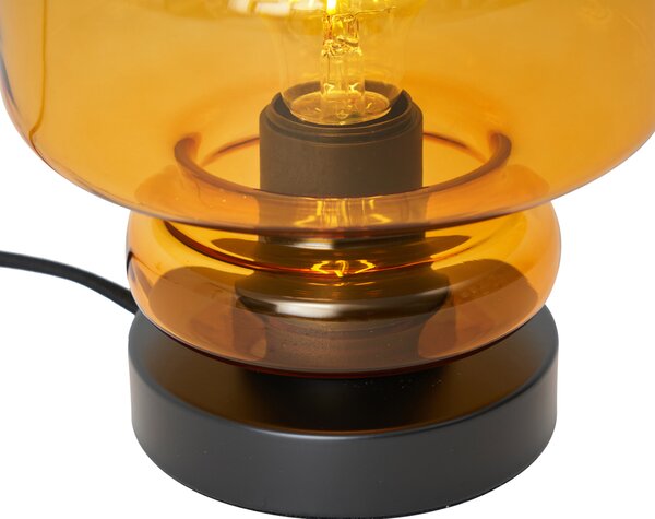 Lampada da tavolo retrò nera con vetro arancione - Denise