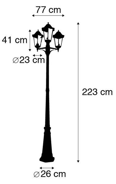 Lanterna da esterno smart nera a 3 luci con WiFi ST64 - New Orleans