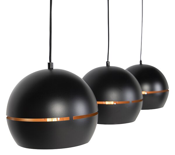 Lampada a sospensione smart nera con interno oro 3 luci con Wifi ST64 - Buell