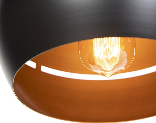 Lampada a sospensione smart nera con interno oro 3 luci con Wifi ST64 - Buell