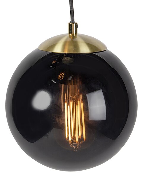 Lampada a sospensione smart ottone con vetro nero incl. 3 Wifi ST64 - Pallon