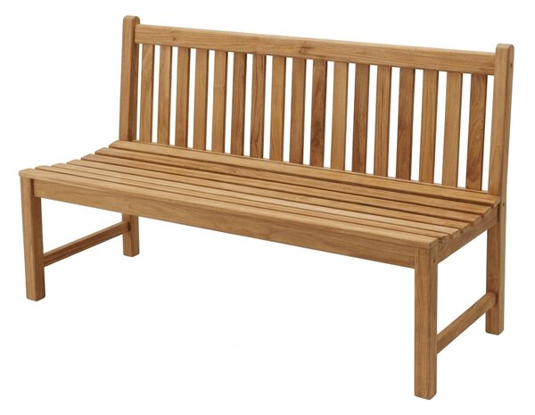 Panca da giardino "Linder Exclusiv Stabile Bank" modello "Picadelly" da 150 cm, in teak di alta qualità, senza braccioli, finitura naturale. Dimensioni: 150x63x90,5 cm