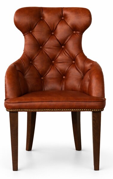 Sedia Cosmo Plus Pelle Primo Fiore Premium - Gambe in Legno - Design Iconico