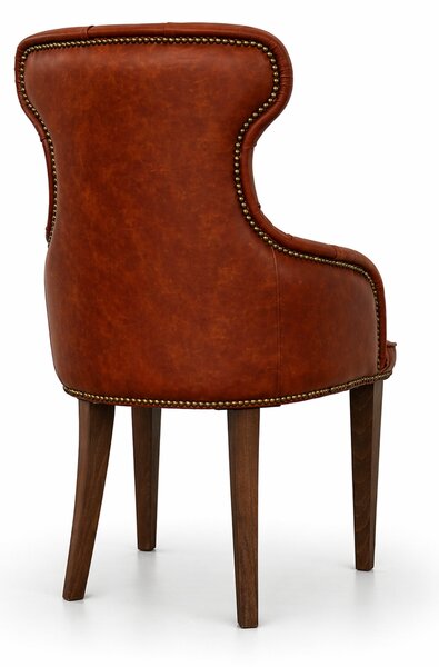 Sedia Cosmo Plus Pelle Primo Fiore Premium - Gambe in Legno - Design Iconico