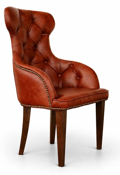 Sedia Cosmo Plus Pelle Primo Fiore Premium - Gambe in Legno - Design Iconico