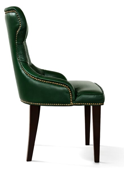 Sedia Cosmo in Pelle Primo Fiore Premium - Gambe in Legno - Design Iconico