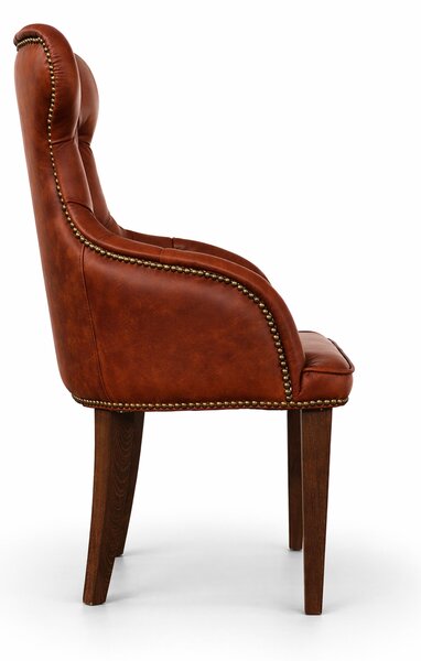 Sedia Cosmo Plus Pelle Primo Fiore Premium - Gambe in Legno - Design Iconico