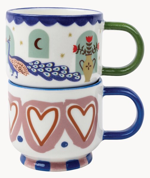 Set di 2 tazzine da caffè in ceramica A Dopo Hearts & Peacock