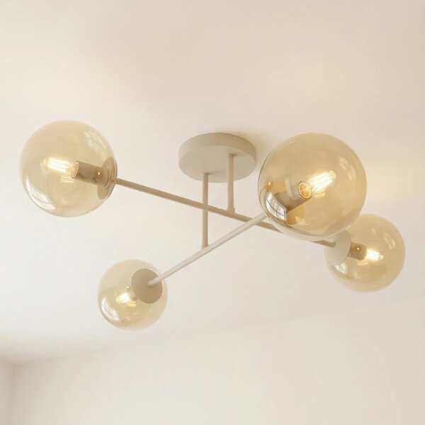 Lampadario da Soffitto ROMA 4 Mokka in Acciaio 4xE14