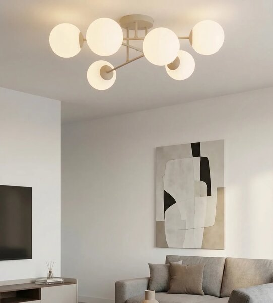 Plafoniera da soffitto Roma 6 Mokka 6xE14 in Acciaio
