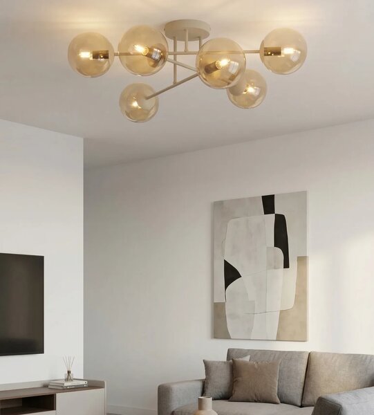 Plafoniera da soffitto Roma 6 Mokka 6xE14 in Acciaio