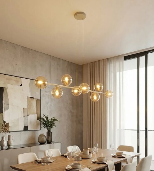 Lampadario a Sospensione MAGNUS 8 Mokka 8xE14 in Acciaio