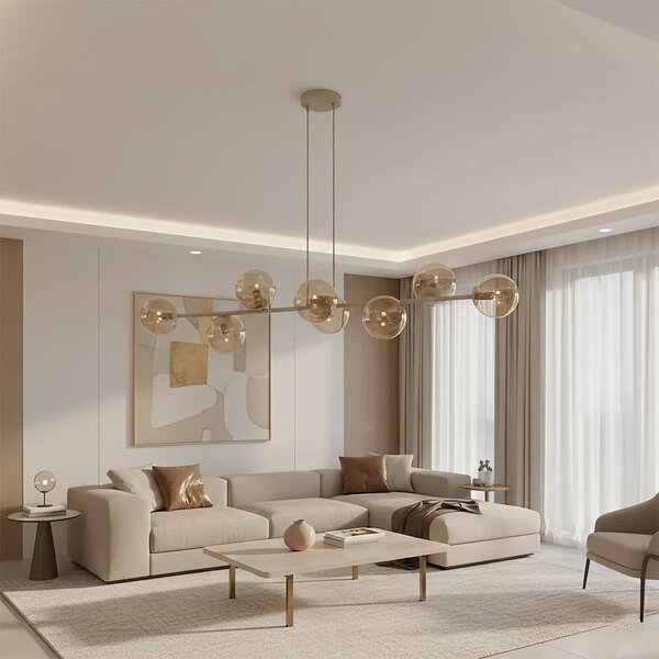 Lampadario a Sospensione MAGNUS 8 Mokka 8xE14 in Acciaio