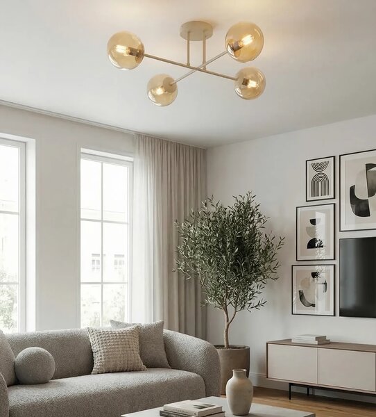 Lampadario da Soffitto ROMA 4 Mokka in Acciaio 4xE14