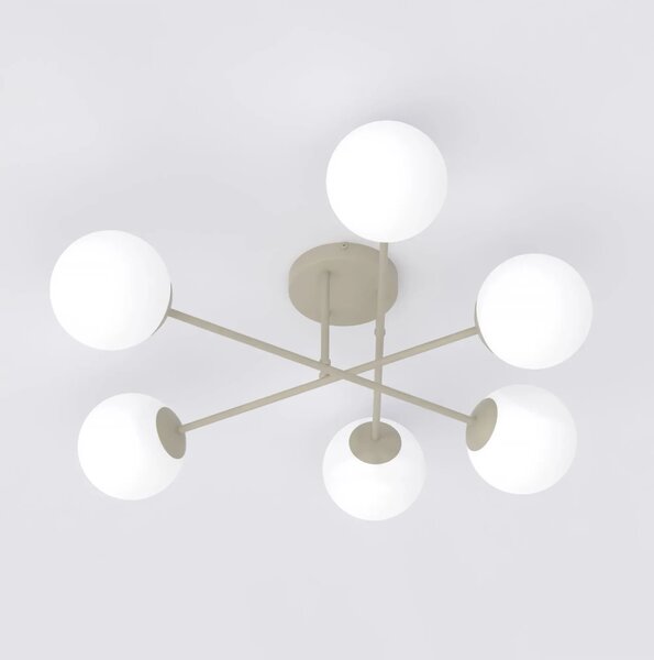 Plafoniera da soffitto Roma 6 Mokka 6xE14 in Acciaio