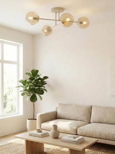 Lampadario da Soffitto ROMA 4 Mokka in Acciaio 4xE14