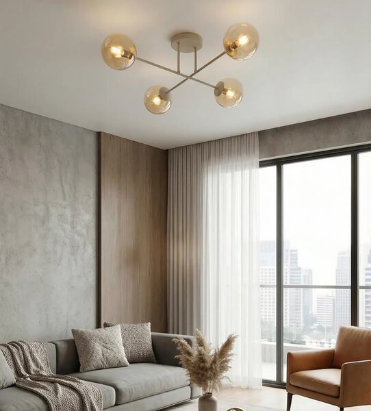 Lampadario da Soffitto ROMA 4 Mokka in Acciaio 4xE14