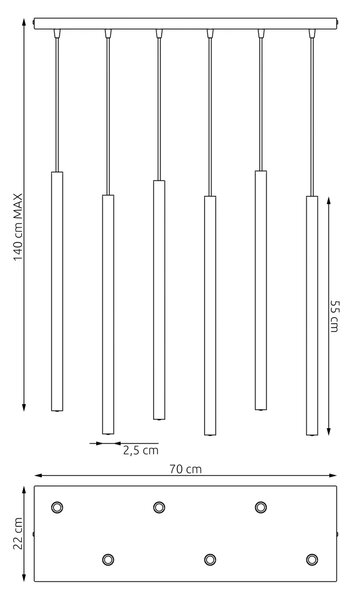 Lampadario a Sospensione in Acciaio SELTER 6 Mokka 6xG9