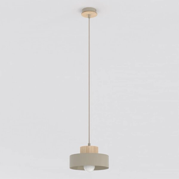 Lampada a Sospensione KIVI 1S E27 in Acciaio e Legno