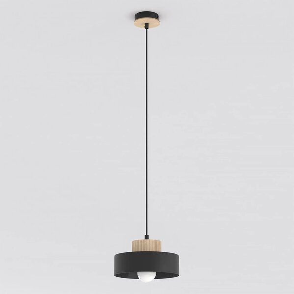 Lampada a Sospensione KIVI 1S E27 in Acciaio e Legno