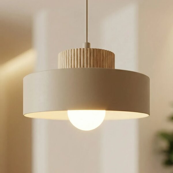 Lampada a Sospensione KIVI 1S E27 in Acciaio e Legno