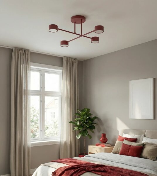 Plafoniera da soffitto HALO 4 in acciaio 4xGX53 - Mokka o Burgundy