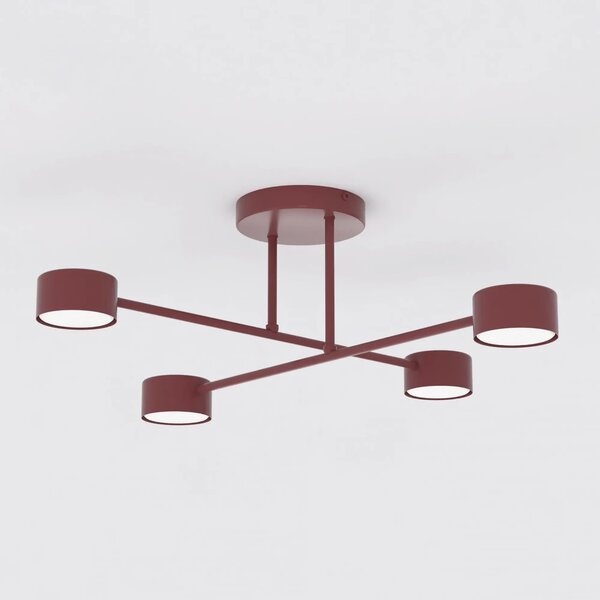 Plafoniera da soffitto HALO 4 in acciaio 4xGX53 - Mokka o Burgundy