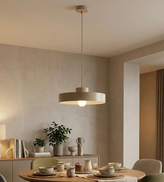Lampada a Sospensione KIVI 1L E27 in Acciaio e Legno