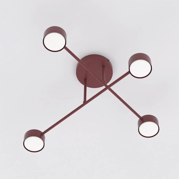 Plafoniera da soffitto HALO 4 in acciaio 4xGX53 - Mokka o Burgundy