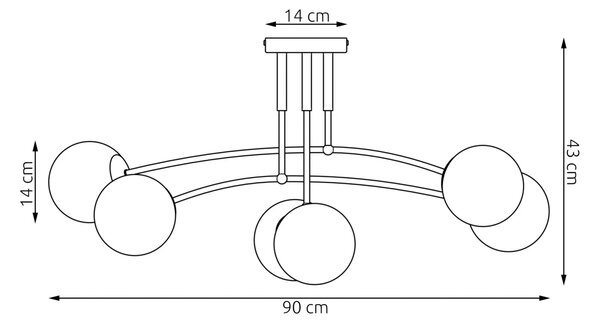 Plafoniera da soffitto PREGOS 6 in acciaio 6xE14 - Mokka