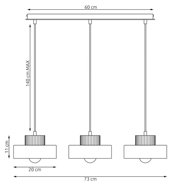Lampadario a Sospensione KIVI 3 in Acciaio e Legno 3xE27