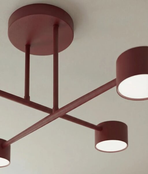 Plafoniera da soffitto HALO 4 in acciaio 4xGX53 - Mokka o Burgundy